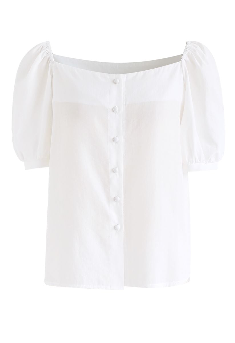 Code of Beauty Square Neck Top in White