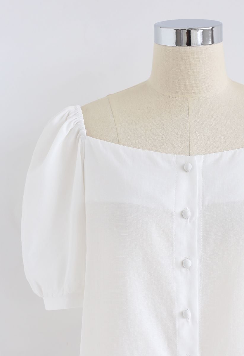 Code of Beauty Square Neck Top in White