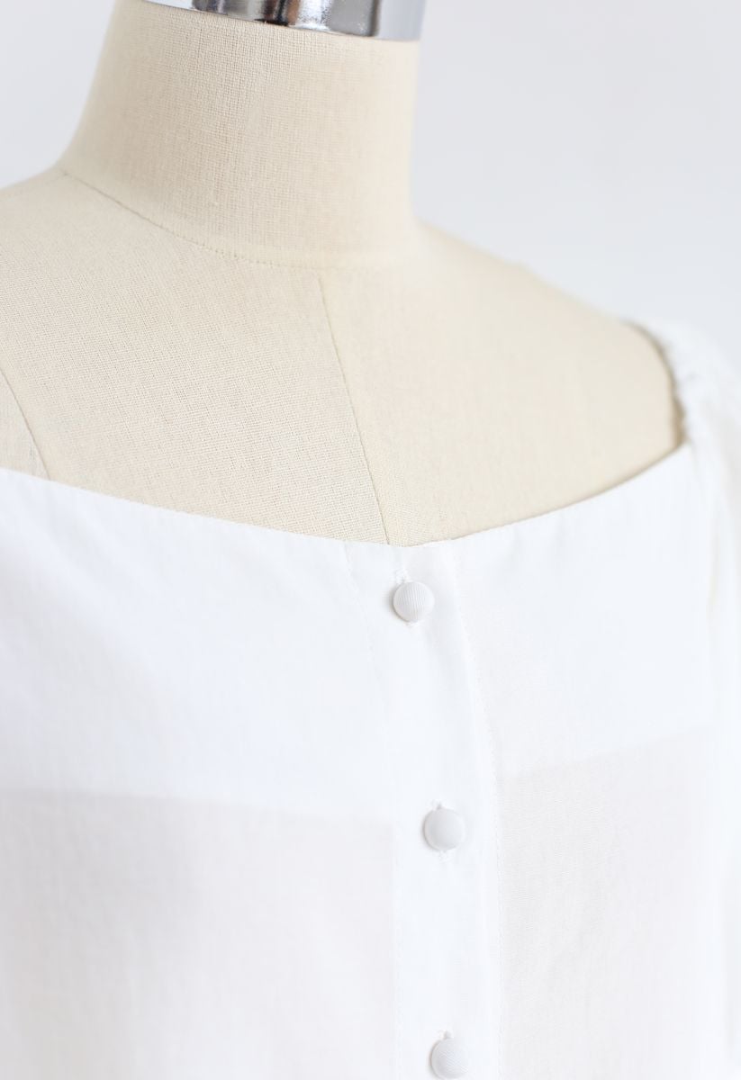 Code of Beauty Square Neck Top in White