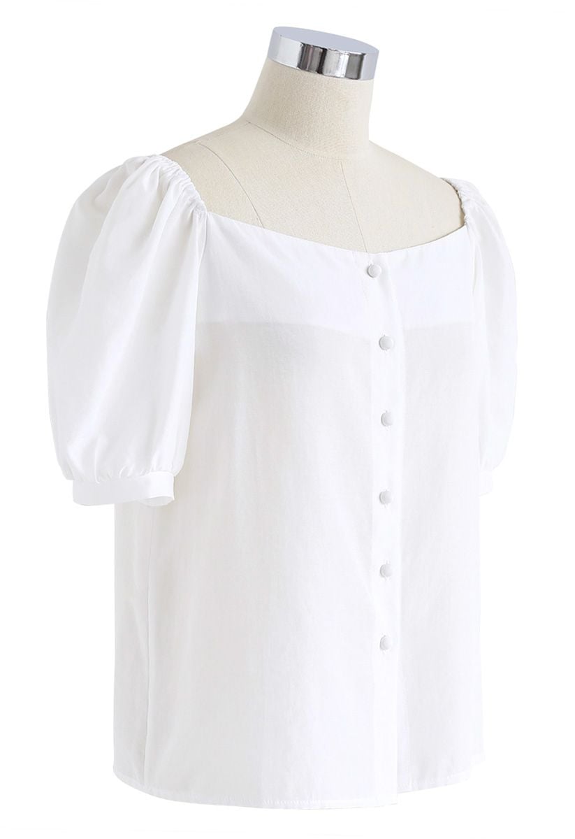 Code of Beauty Square Neck Top in White