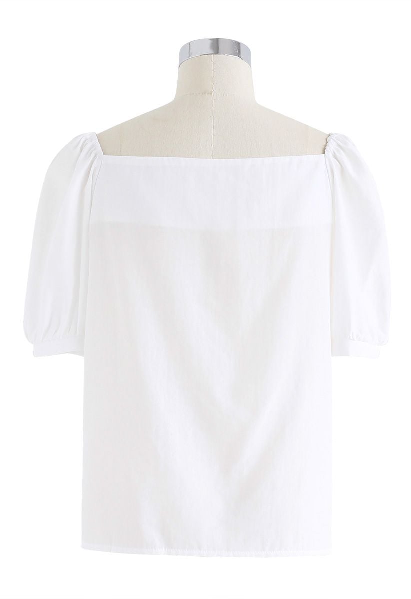 Code of Beauty Square Neck Top in White