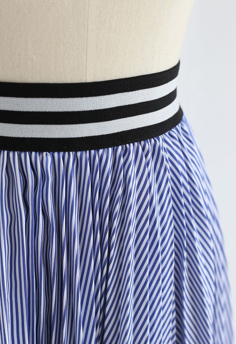 Stripe Accent Monogram Pleated Skirt - OBSOLETES DO NOT TOUCH