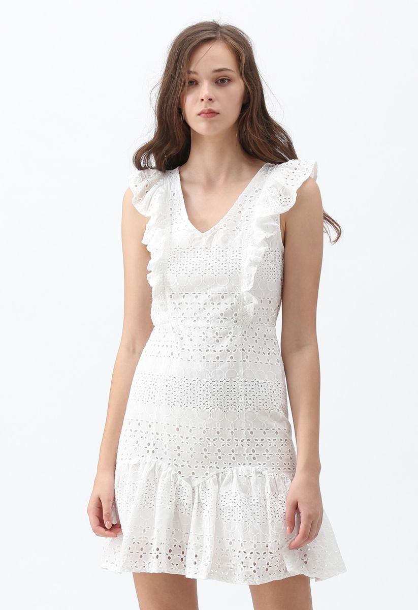 Carry Your Love V-Neck Sleeveless Eyelet Dress - Retro, Indie and ...