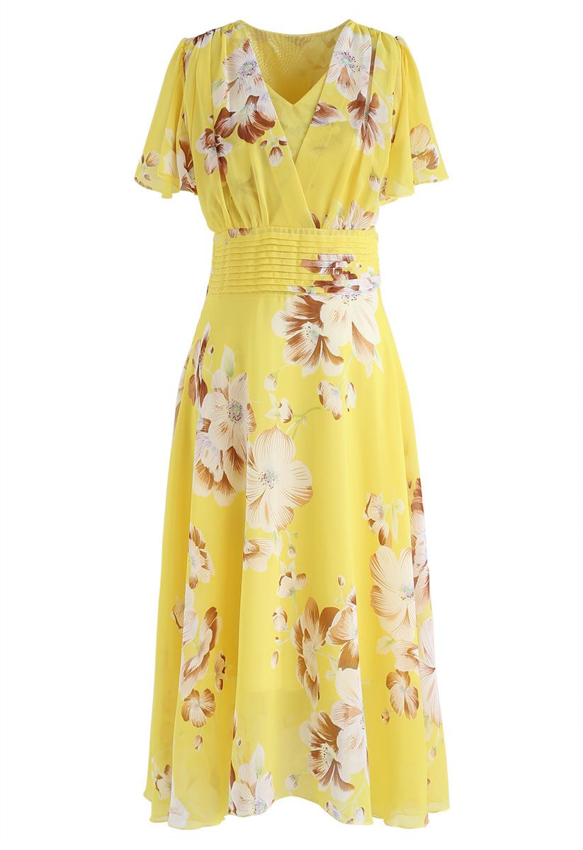 Sweet Surrender Floral Chiffon Dress in Yellow - Retro, Indie and Unique  Fashion