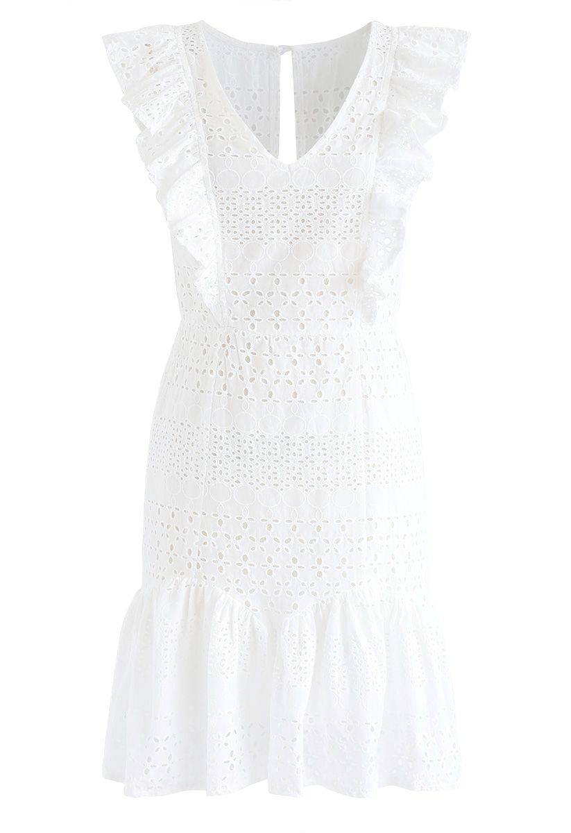 Carry Your Love V-Neck Sleeveless Eyelet Dress - Retro, Indie and ...