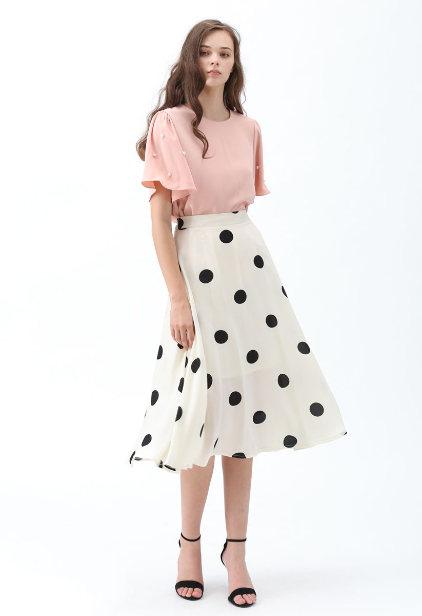 Dancing Queen Polka Dots A-Line Midi Skirt