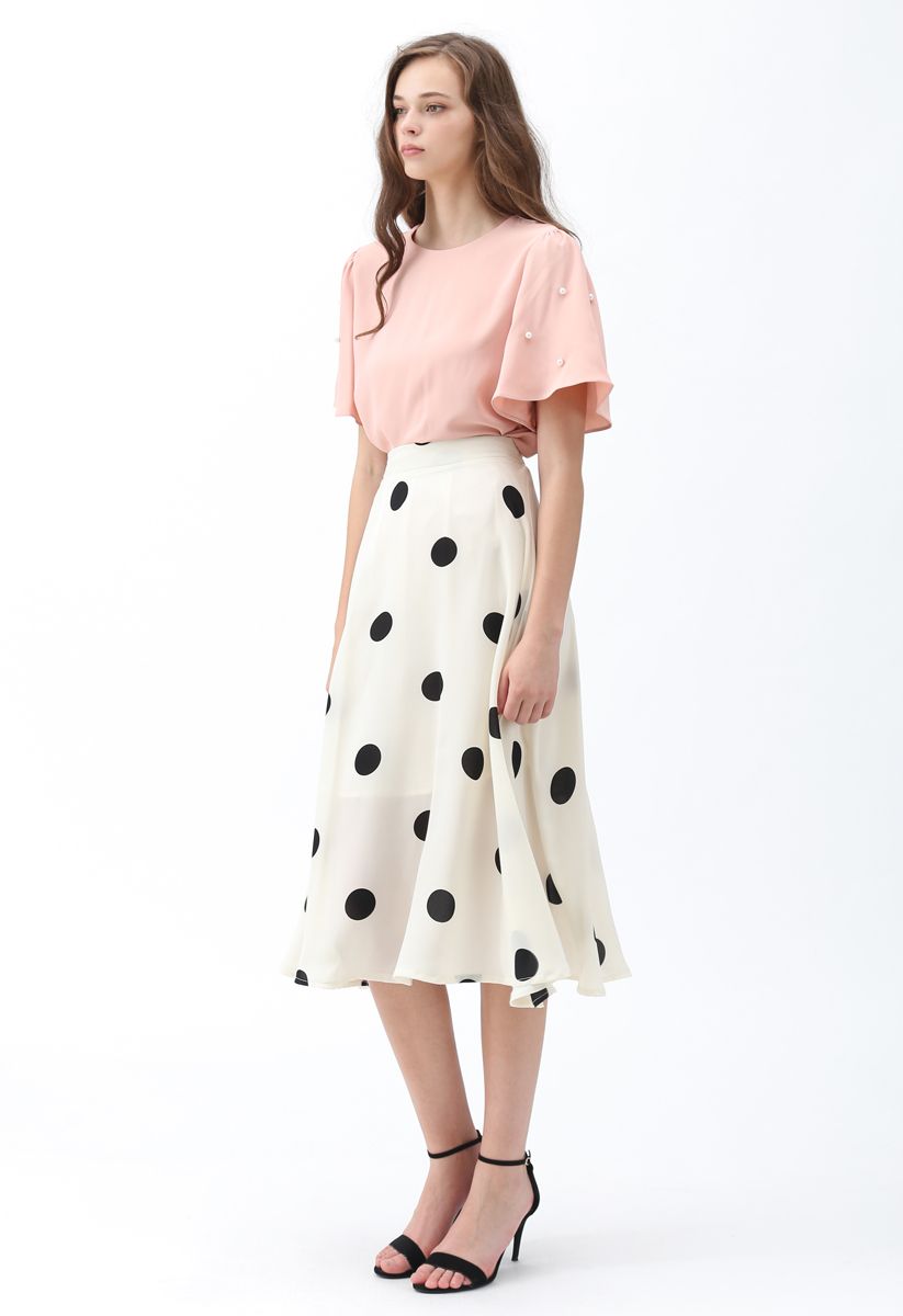 Dancing Queen Polka Dots A-Line Midi Skirt