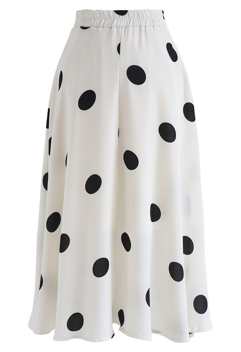 Dancing Queen Polka Dots A-Line Midi Skirt