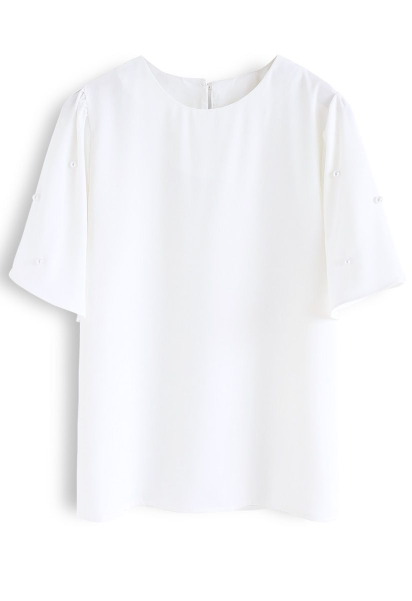 Happy Beginning Chiffon Smock Top in White