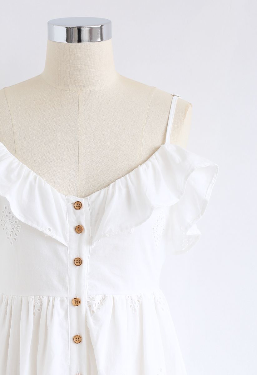 Lovely Day Embroidered Cami Dress in White