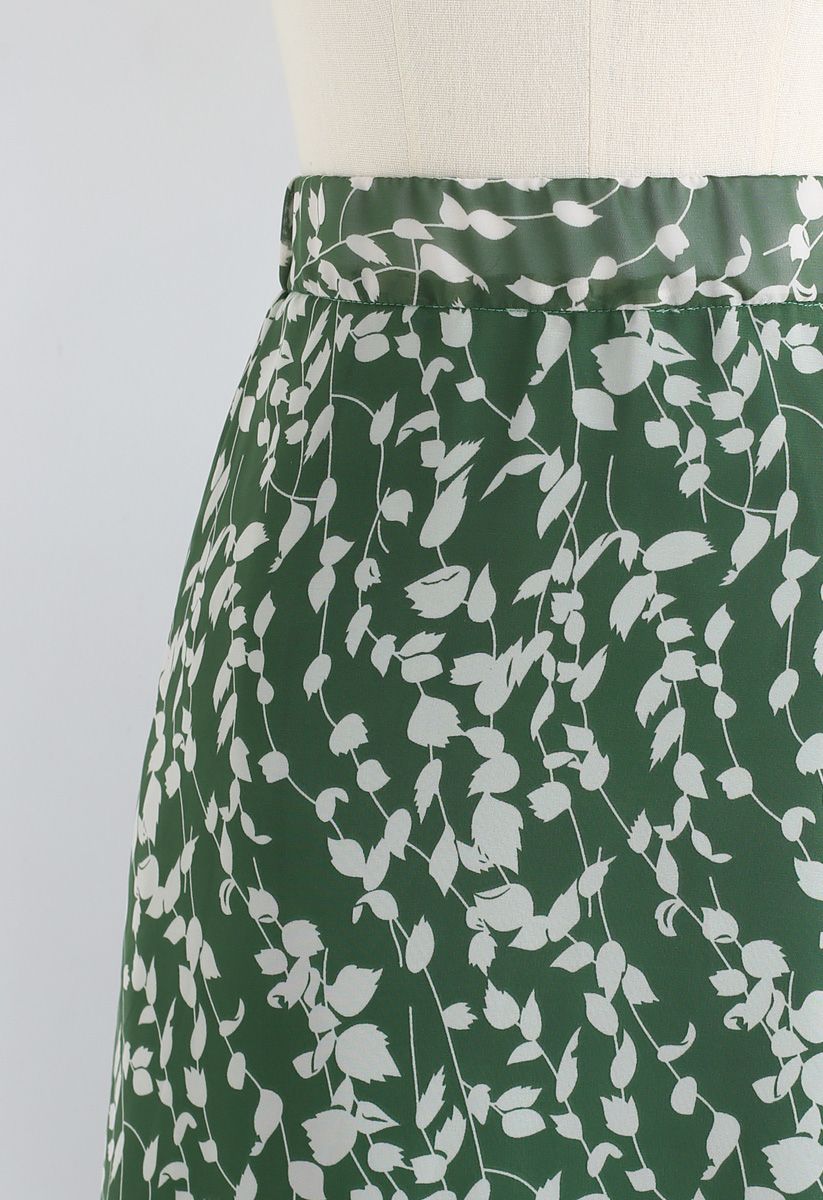 Evergreen Wildflower A-Line Chiffon Midi Skirt - Retro, Indie and ...