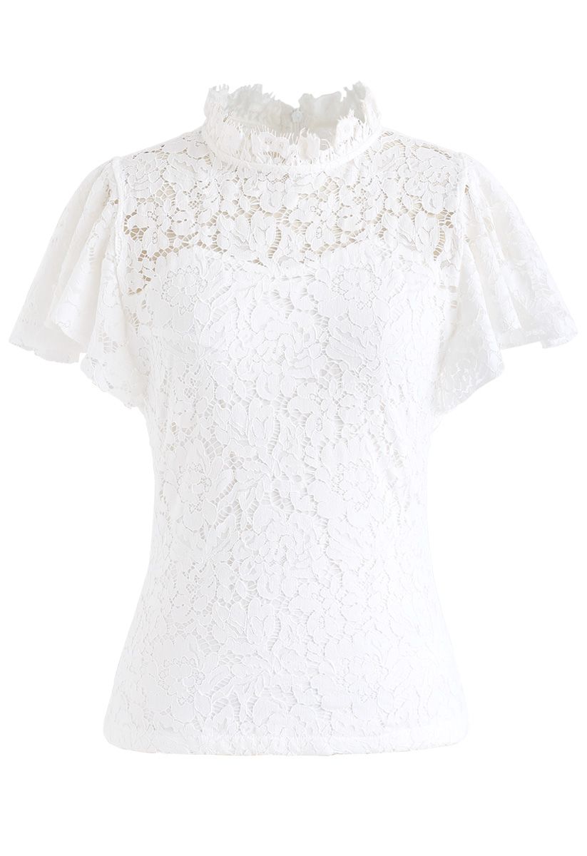 Fall in Love Lace Top in White - Retro, Indie and Unique Fashion