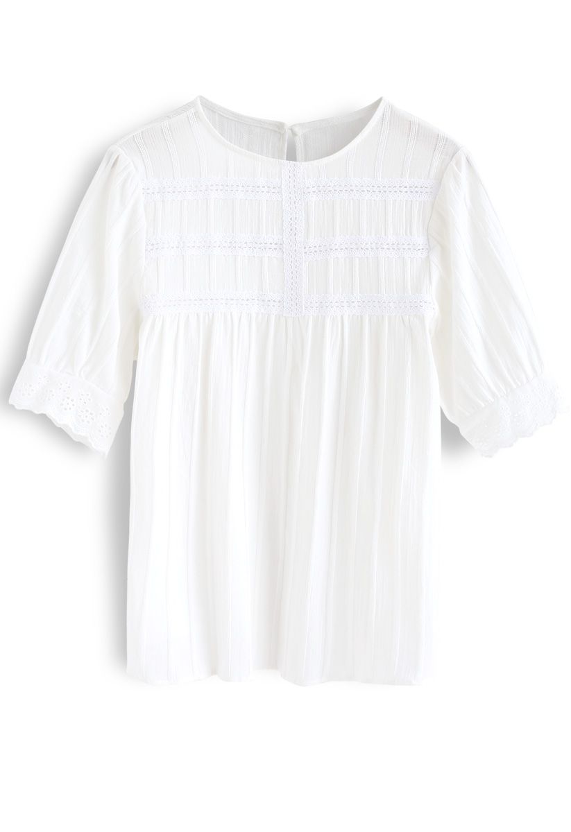 Morning Sunshine Smock Top in White