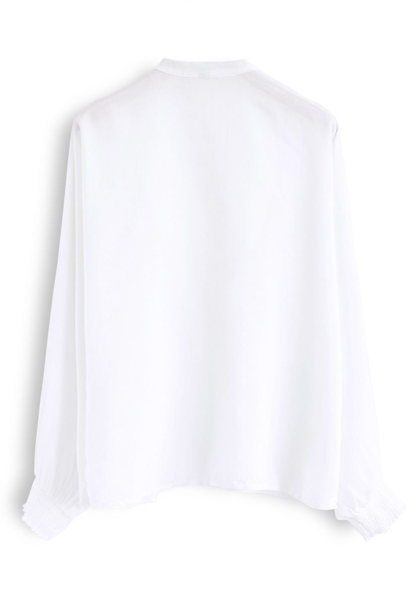 Batwing Sleeves Wrapped Top in White - Retro, Indie and Unique Fashion