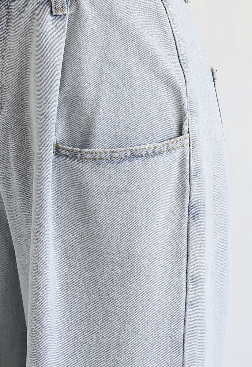 High-Waisted Washed Wide-Leg Jeans