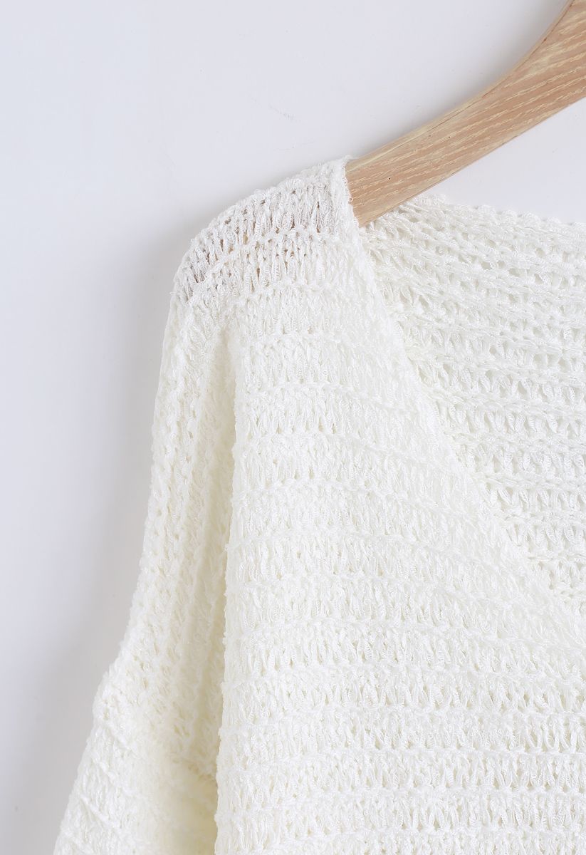 V-Neck Oversize Slouchy Sweater in White