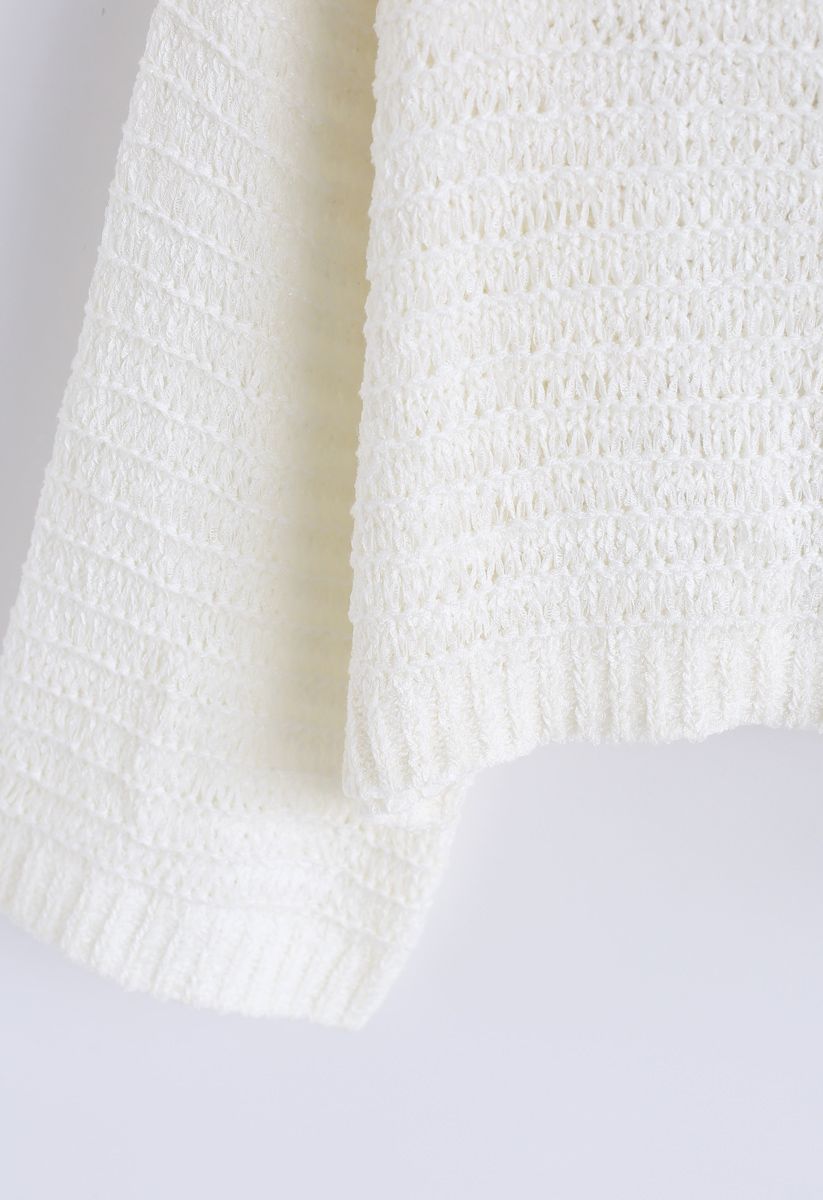 V-Neck Oversize Slouchy Sweater in White