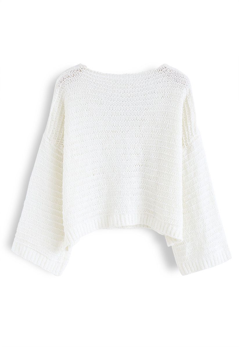 V-Neck Oversize Slouchy Sweater in White