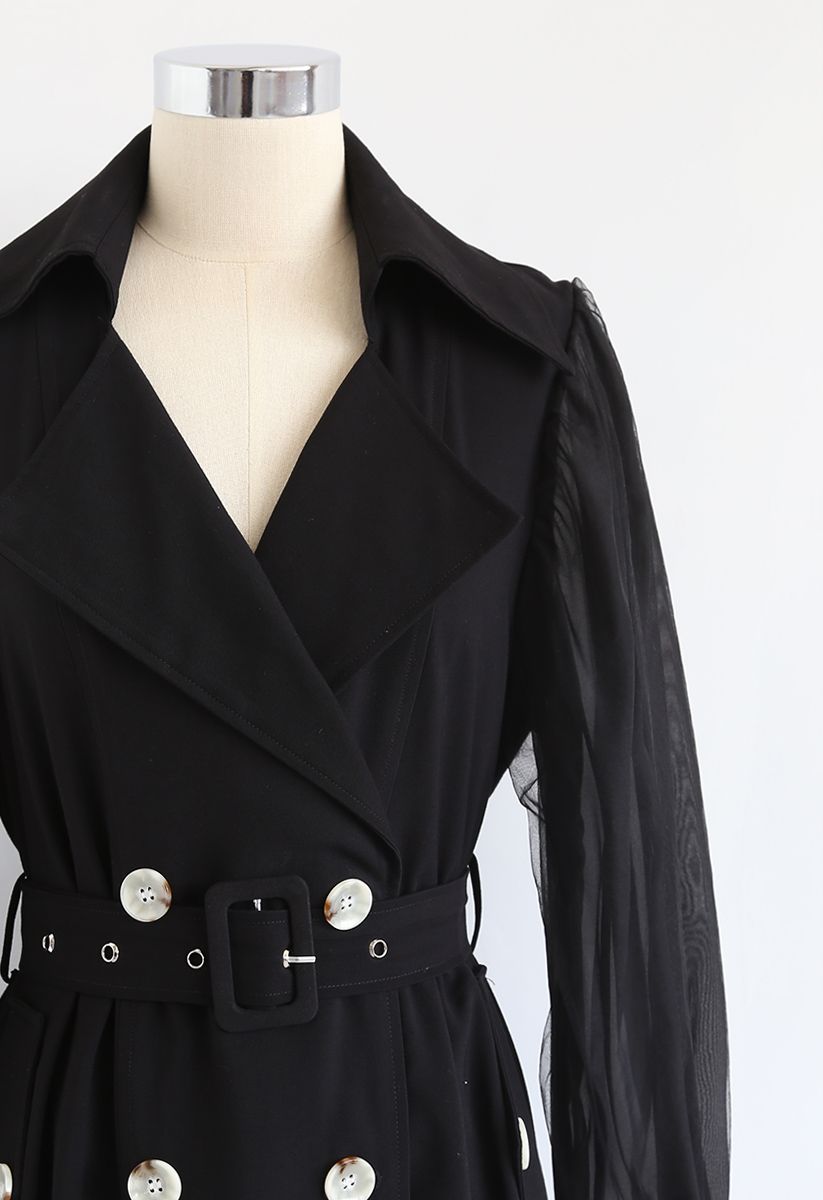 Double-Breasted Cape Coat in Black - Retro, Indie and Unique Fashion