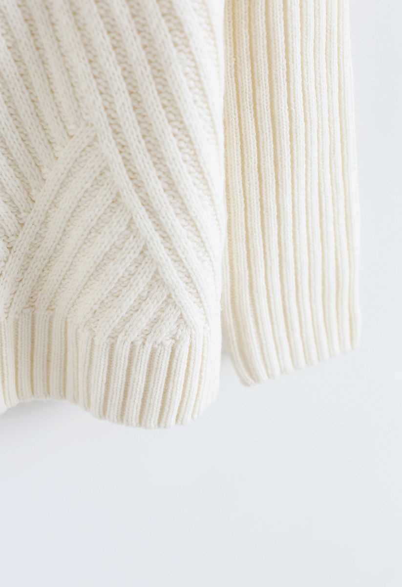 Bowknot Cutout Back Ribbed Knit Sweater in Ivory - Retro, Indie and ...