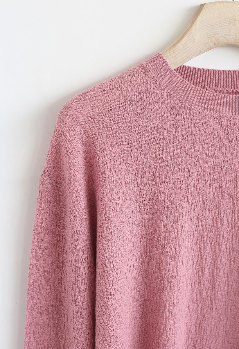 Basic Texture Knit Top in Pink - Retro, Indie and Unique Fashion