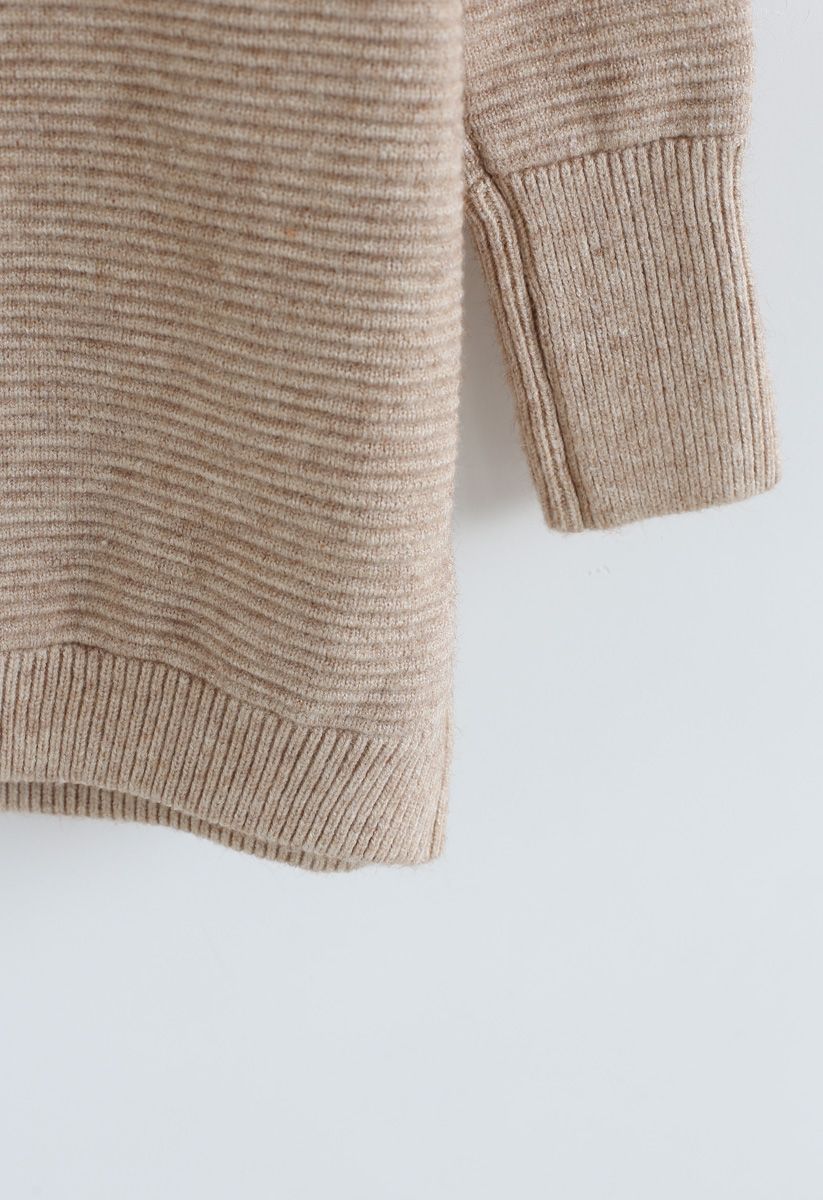 Cozy Ribbed Turtleneck Sweater in Linen - Retro, Indie and Unique Fashion