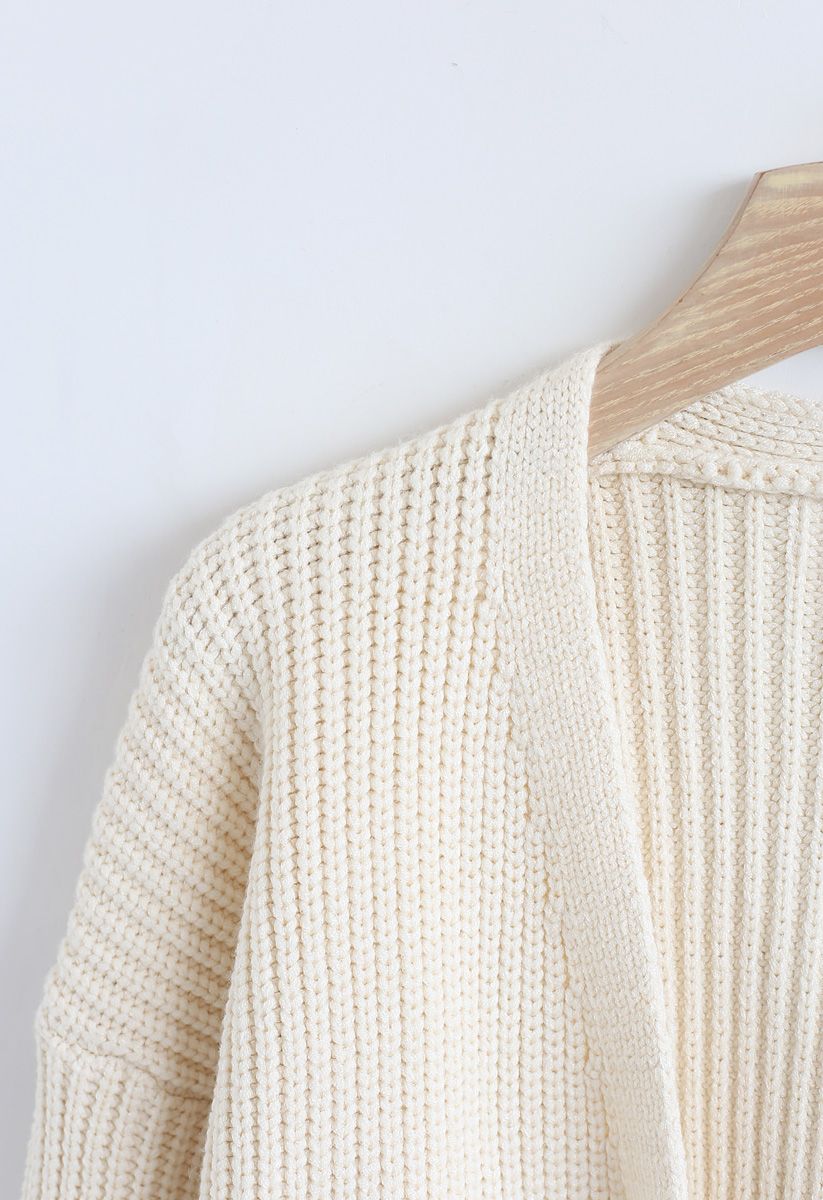 Pockets Front Knit Cardigan in Ivory - Retro, Indie and Unique Fashion