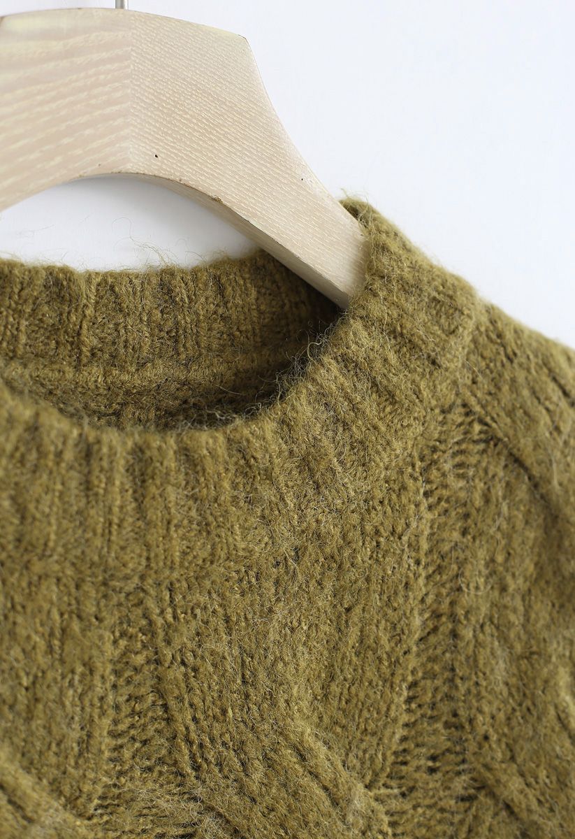 Cable Knit Fluffy Sweater in Ginger