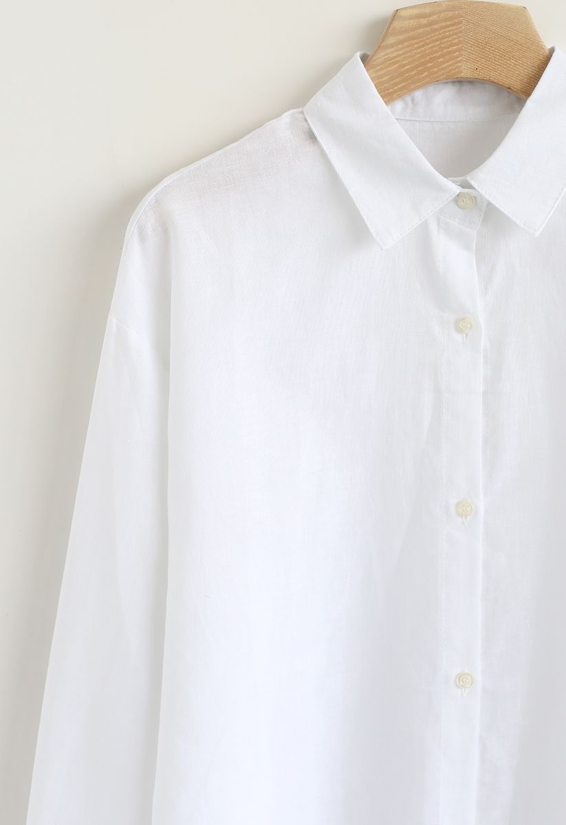 Long Sleeves Button Down Shirt in White - Retro, Indie and Unique Fashion