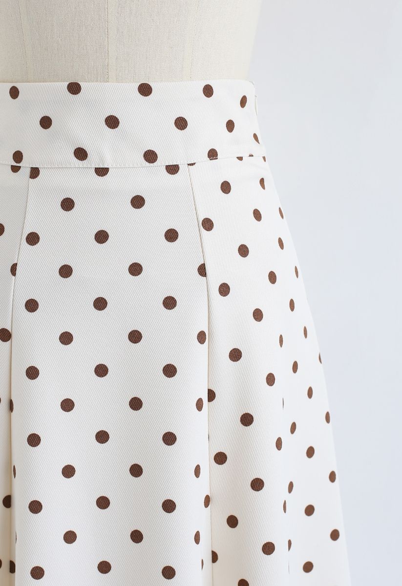 Polka Dot Printed A-Line Midi Skirt