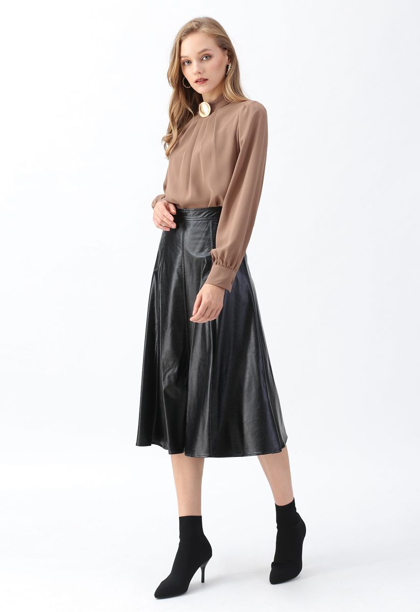 A-line Leather Skirt, Authentic & Vintage