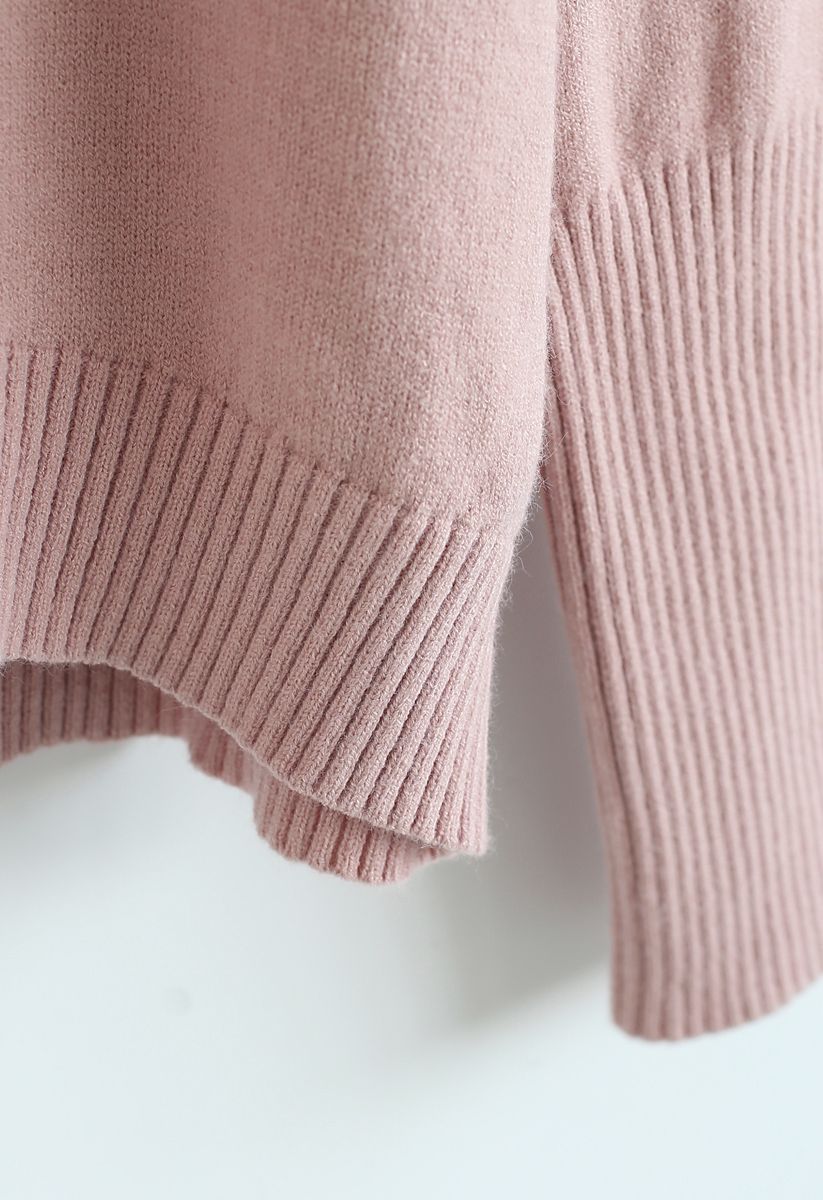 Soft Touch Basic Cowl Neck Knit Sweater in Pink - Retro, Indie and ...