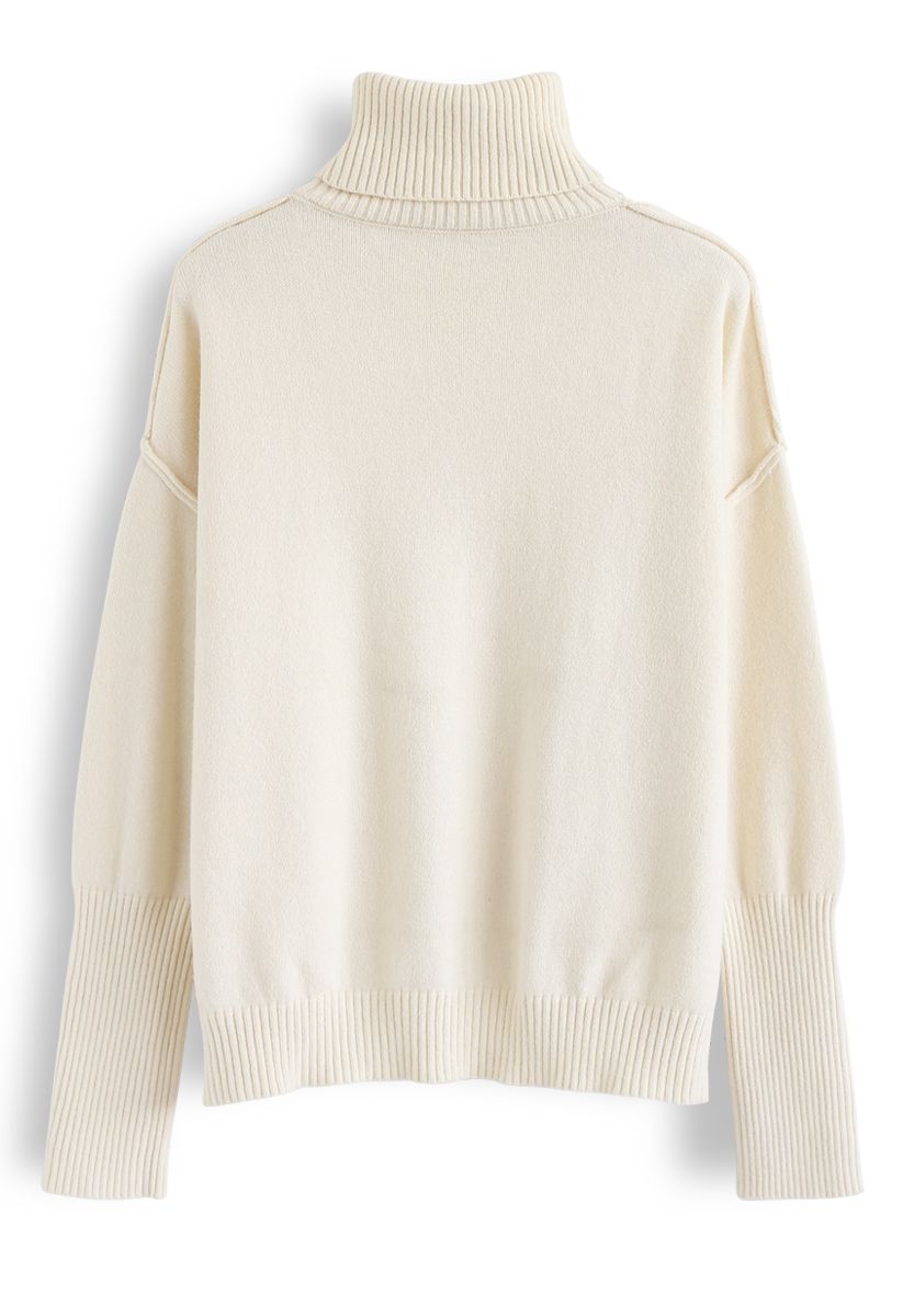 Soft Touch Basic Cowl Neck Knit Sweater in Cream - Retro, Indie and ...
