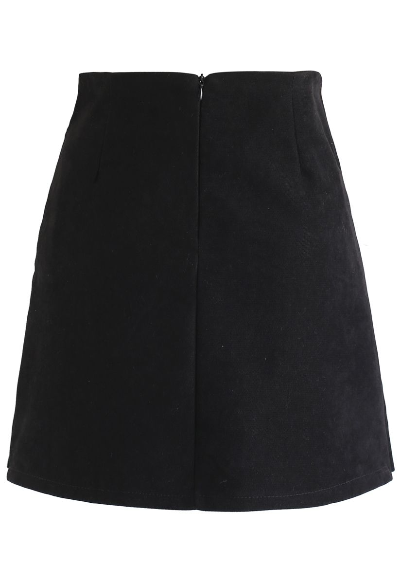 Flap Pleated Mini Skirt in Black - Retro, Indie and Unique Fashion