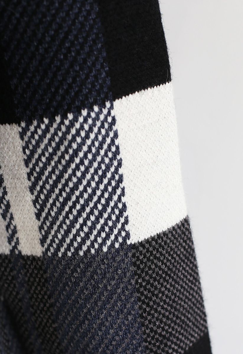 Color Blocked Pockets Longline Knit Coat - Retro, Indie and Unique Fashion