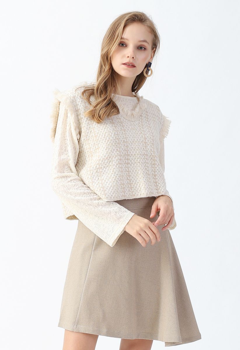 Basic Texture Raw Edge Knit Vest in Cream - Retro, Indie and Unique Fashion