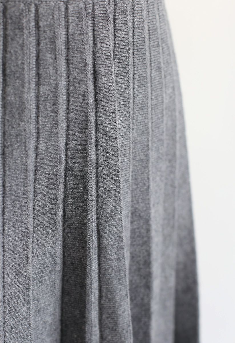 Parallel A-Line Knit Midi Skirt in Grey - Retro, Indie and Unique Fashion