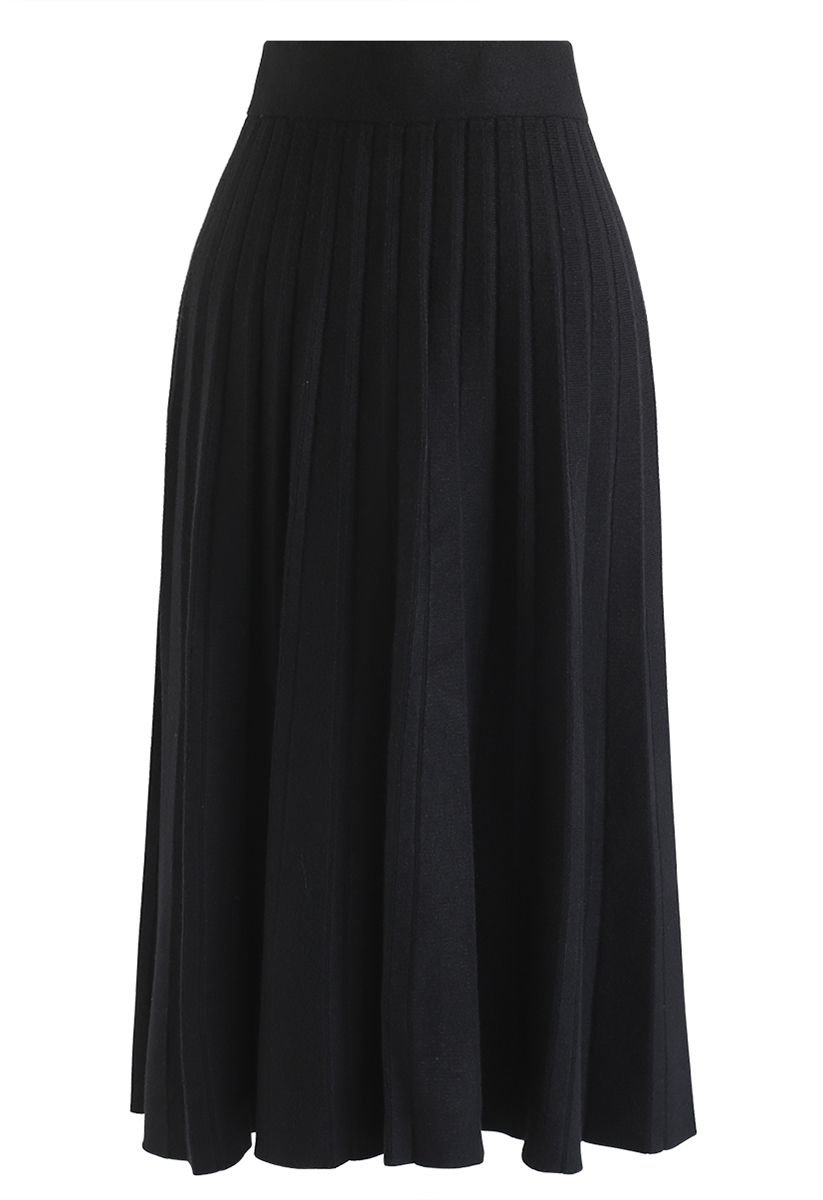Parallel A-Line Knit Midi Skirt in Black - Retro, Indie and Unique Fashion