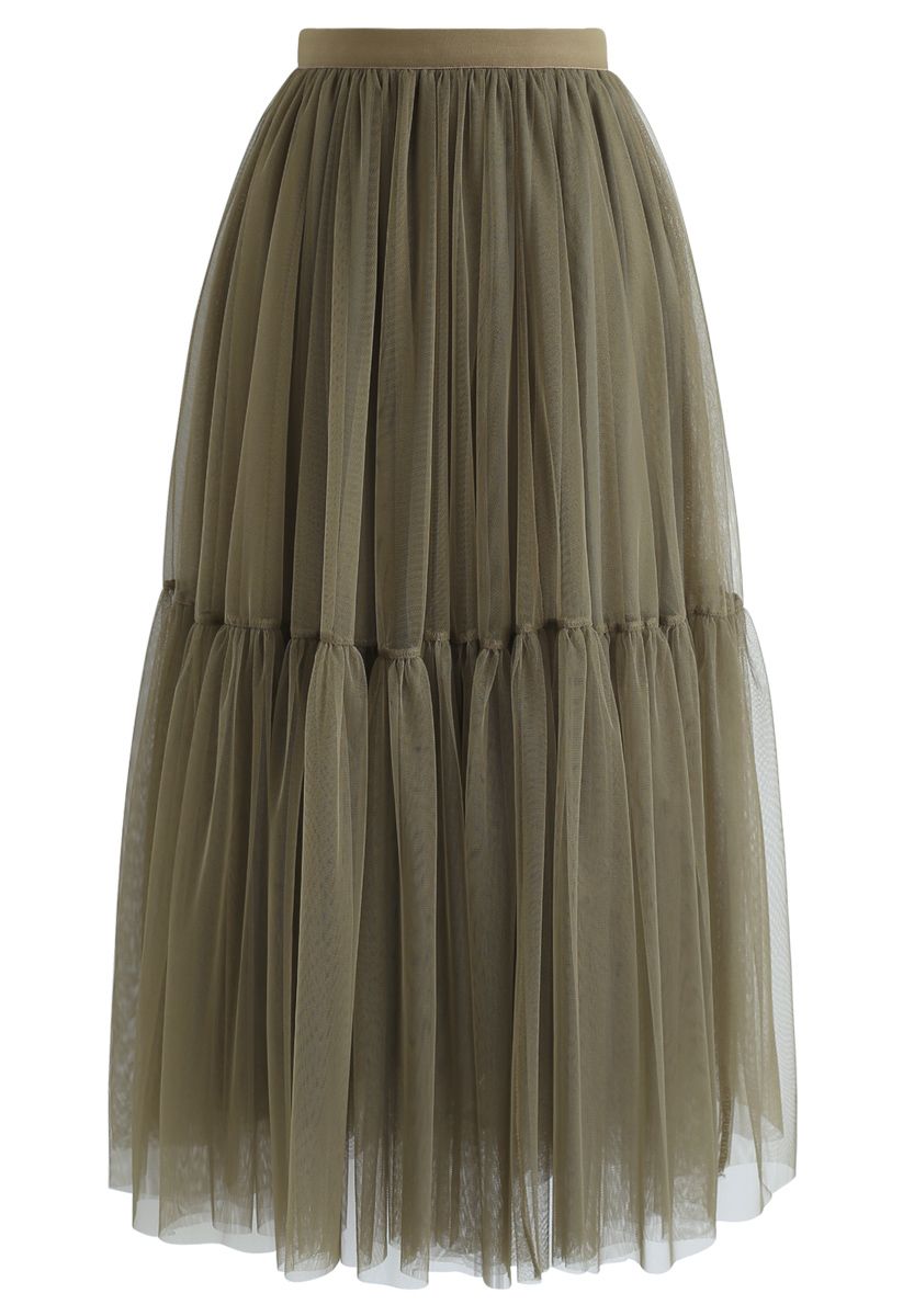 Can't Let Go Mesh Tulle Skirt in Army Green - Retro, Indie and Unique ...