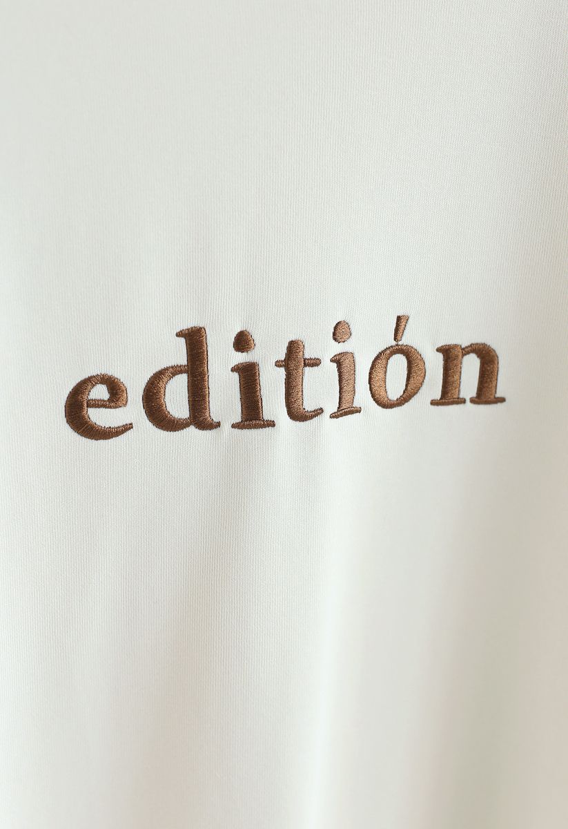 Edition Embroidered Sweatshirt in Cream - Retro, Indie and Unique Fashion
