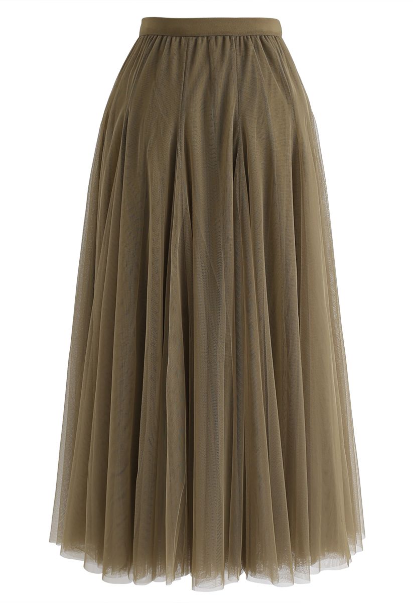 My Secret Garden Tulle Maxi Skirt in Army Green - Retro, Indie and ...