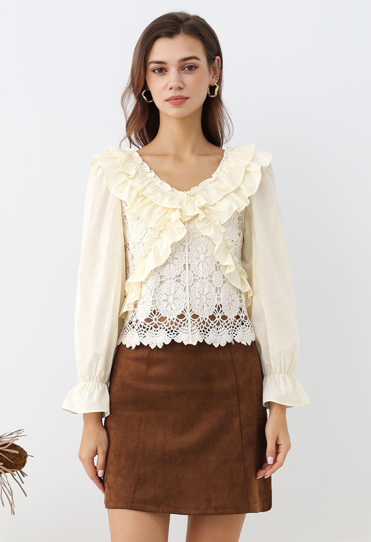 Cream suede mini skirt hotsell