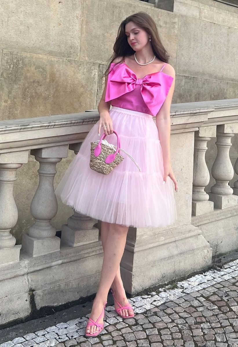 Amore Tulle Midi Skirt in Pink - Retro, Indie and Unique Fashion