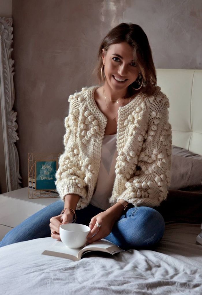 Knit Your Love Cardigan Retro, Indie - Fashion Ivory Unique in and