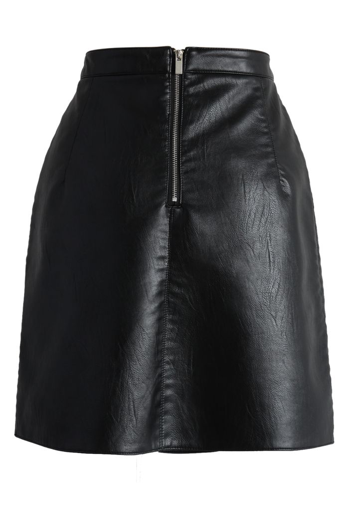 Fetching Faux Leather Skirt in Black - Retro, Indie and Unique Fashion