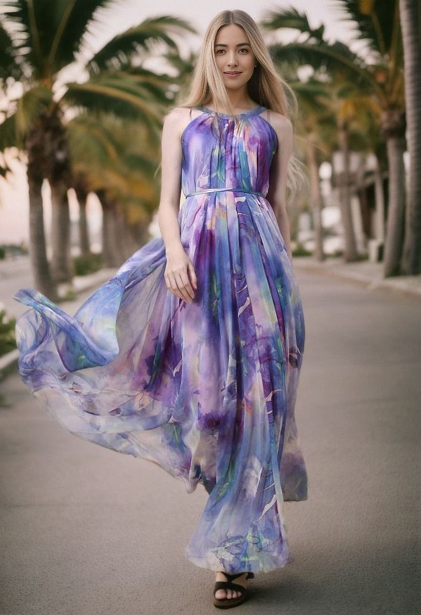 AQUA Floral Print Maxi Dress - 100% Exclusive