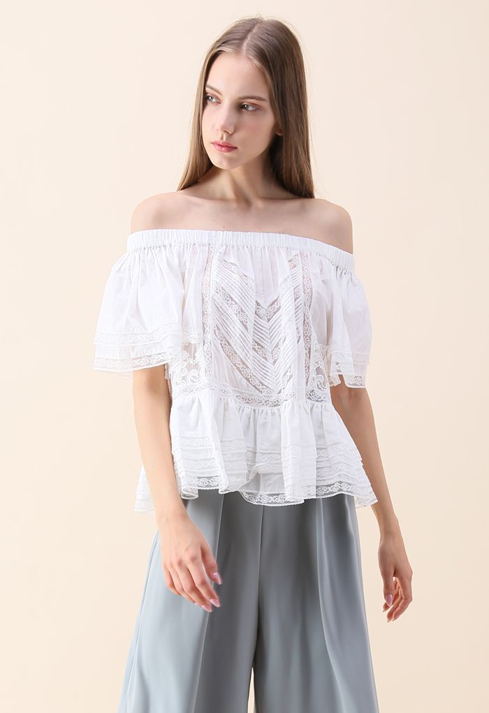 Loveliness Lace Off-shoulder Top - Retro, Indie and Unique Fashion