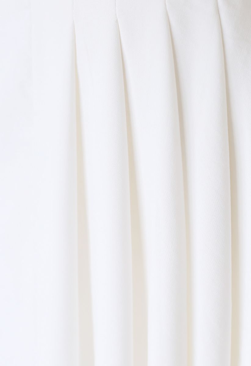 Pleated Details Belted Midi Skirt in White - Retro, Indie and Unique ...