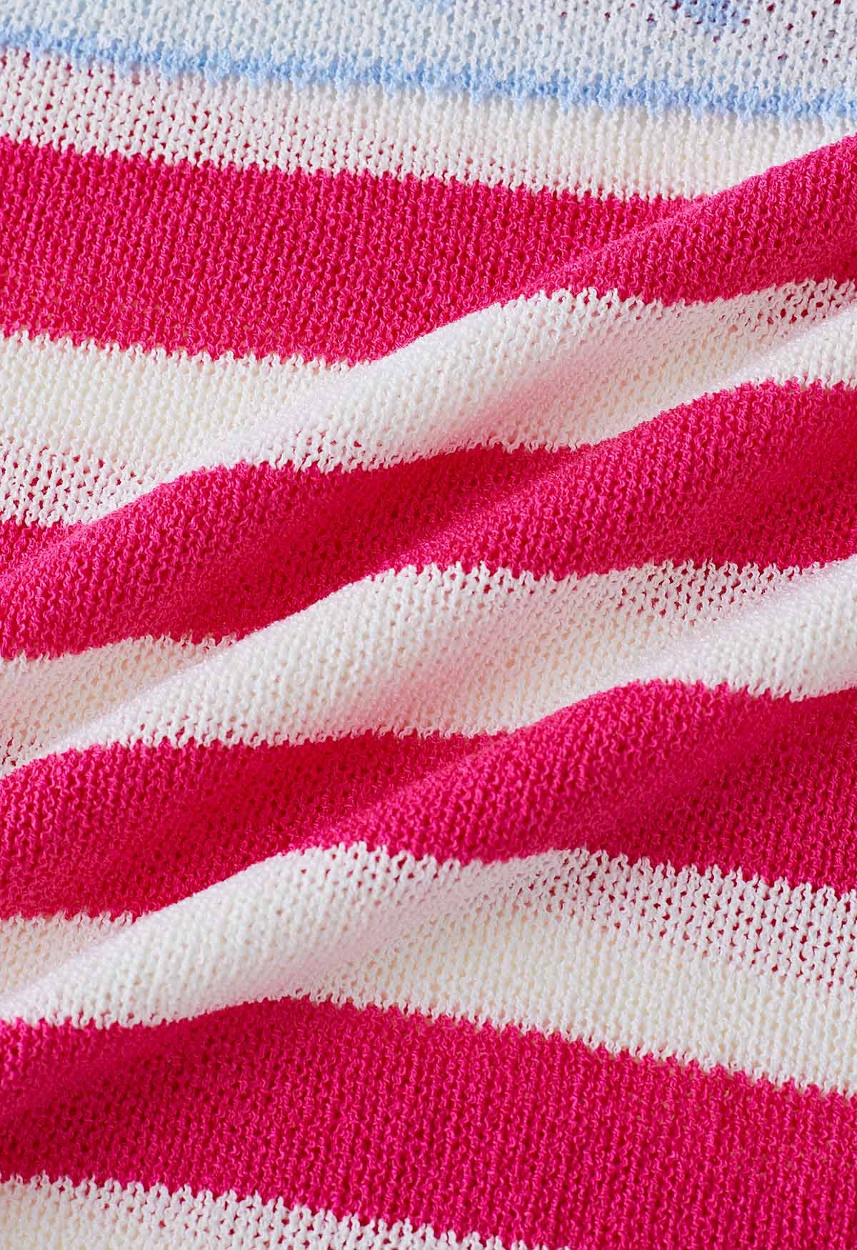 The Stars and The Stripes Printed Knit Sweater in Hot Pink