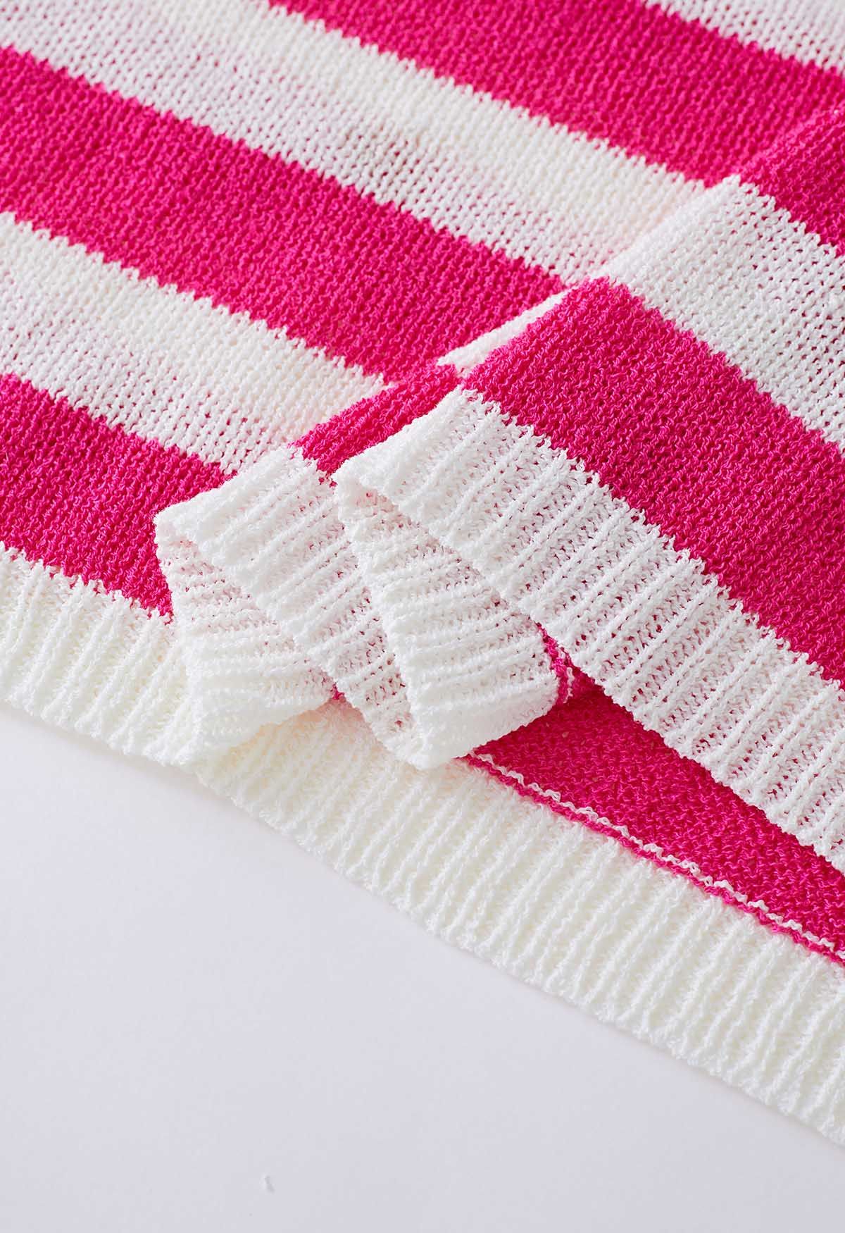 The Stars and The Stripes Printed Knit Sweater in Hot Pink